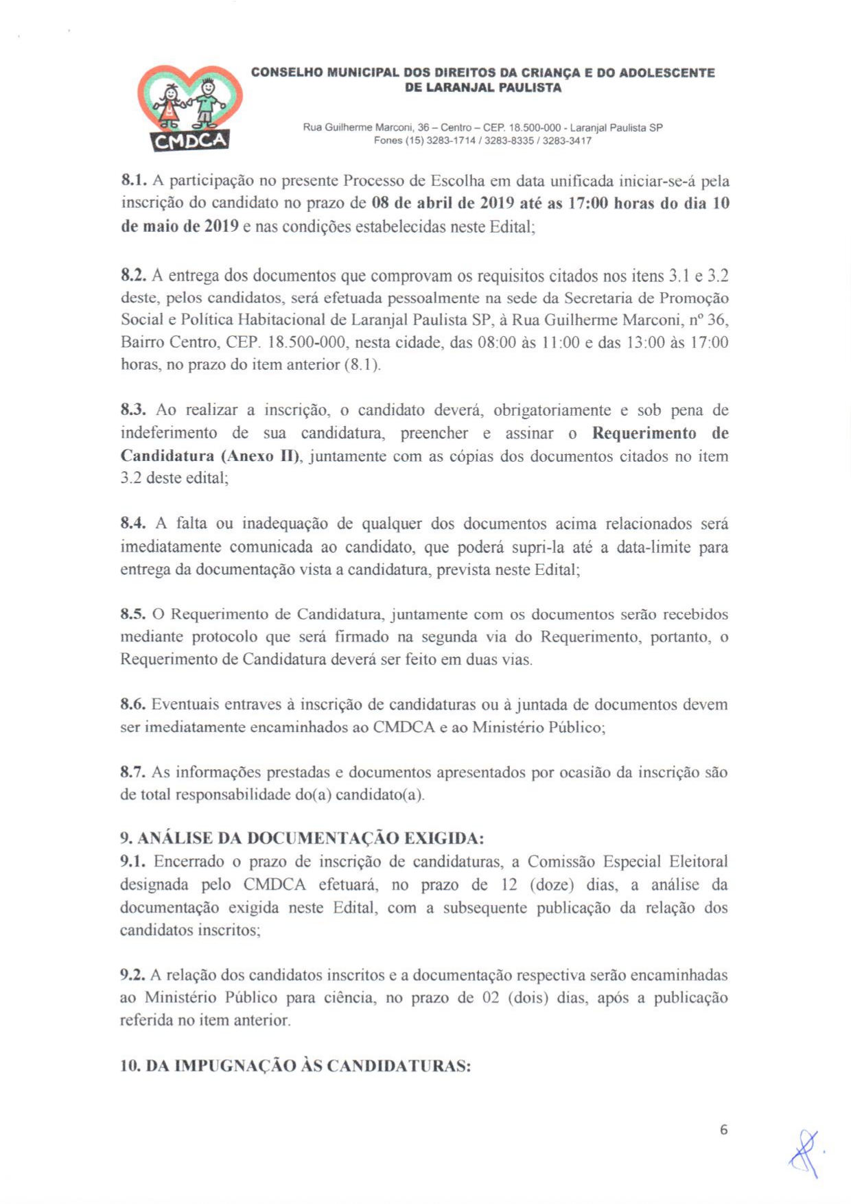 Eleições Unificadas para o Conselho Tutelar - Edital - CMDCA - nº 01/2019