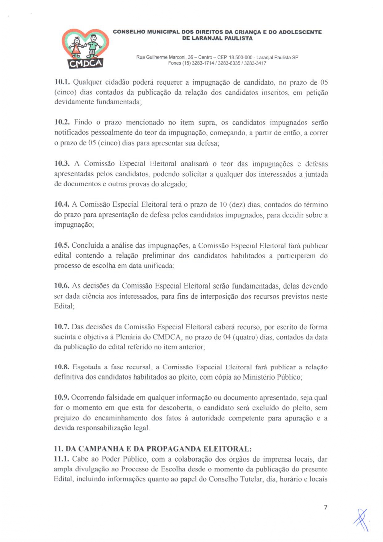 Eleições Unificadas para o Conselho Tutelar - Edital - CMDCA - nº 01/2019