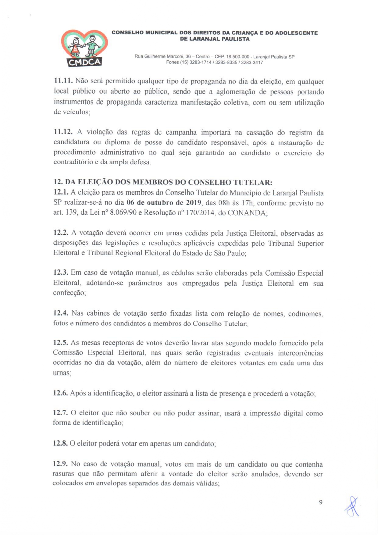 Eleições Unificadas para o Conselho Tutelar - Edital - CMDCA - nº 01/2019