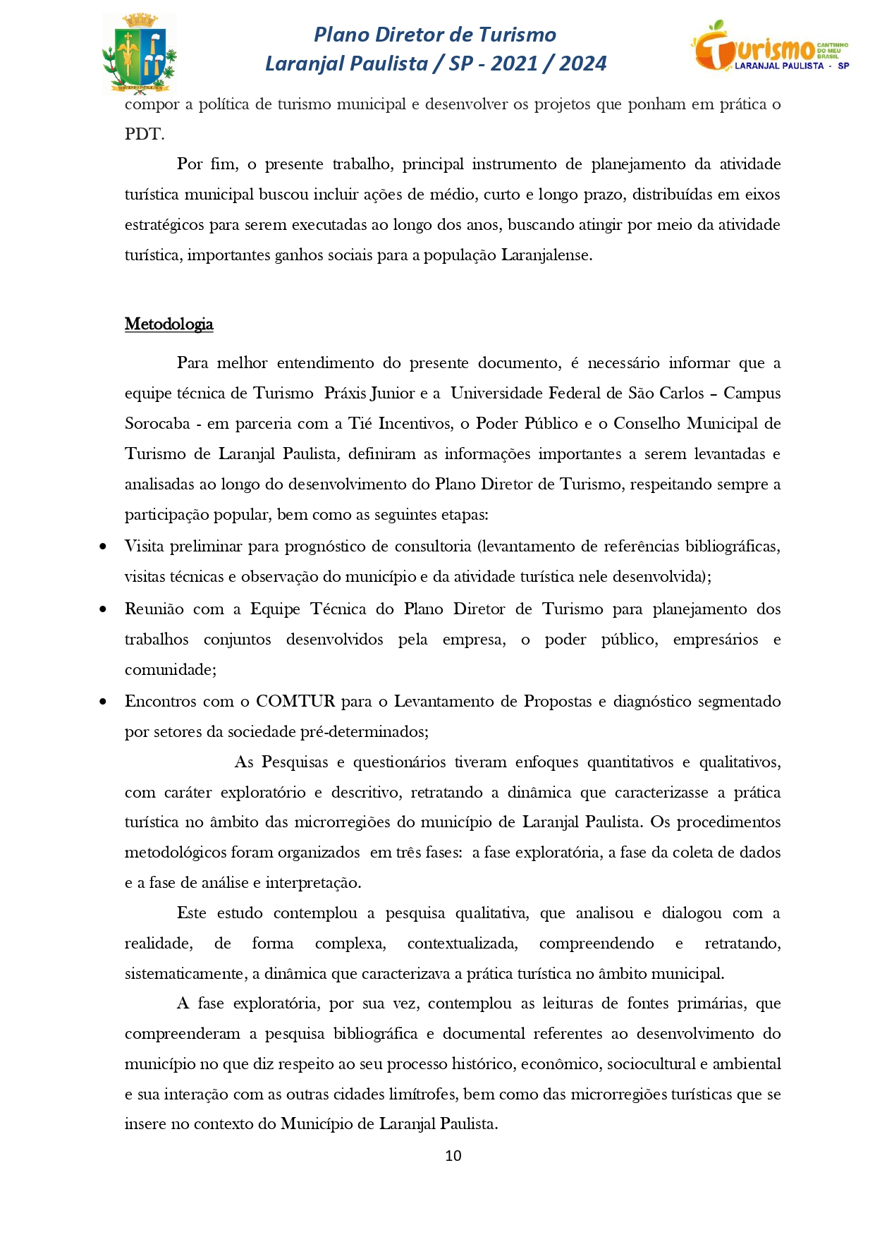 Plano Diretor de Turismo Laranjal Paulista - SP - 2021/2024