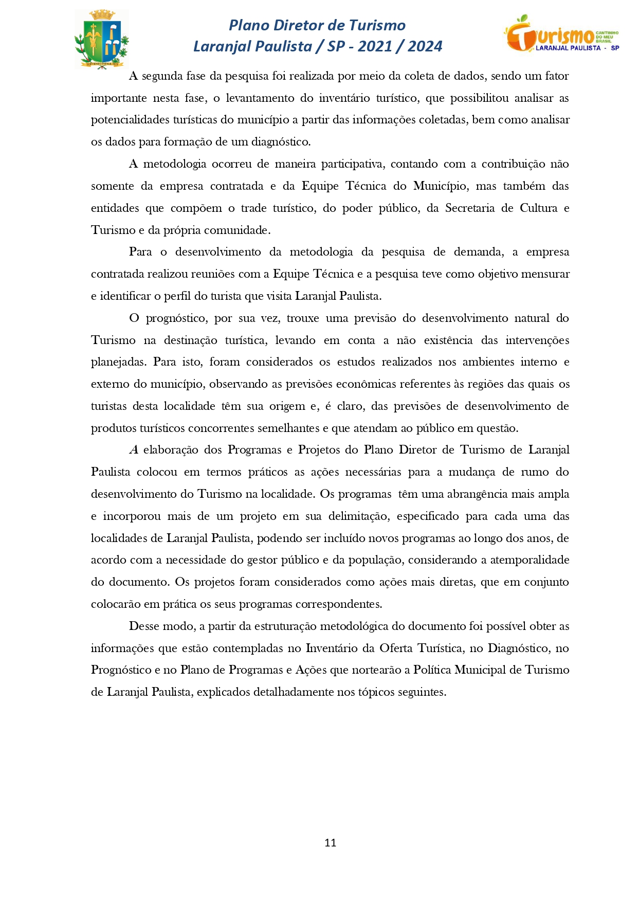 Plano Diretor de Turismo Laranjal Paulista - SP - 2021/2024