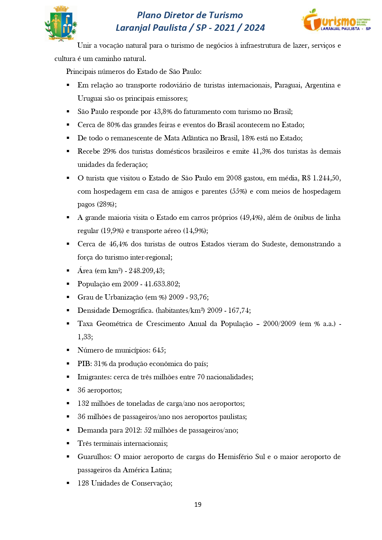 Plano Diretor de Turismo Laranjal Paulista - SP - 2021/2024