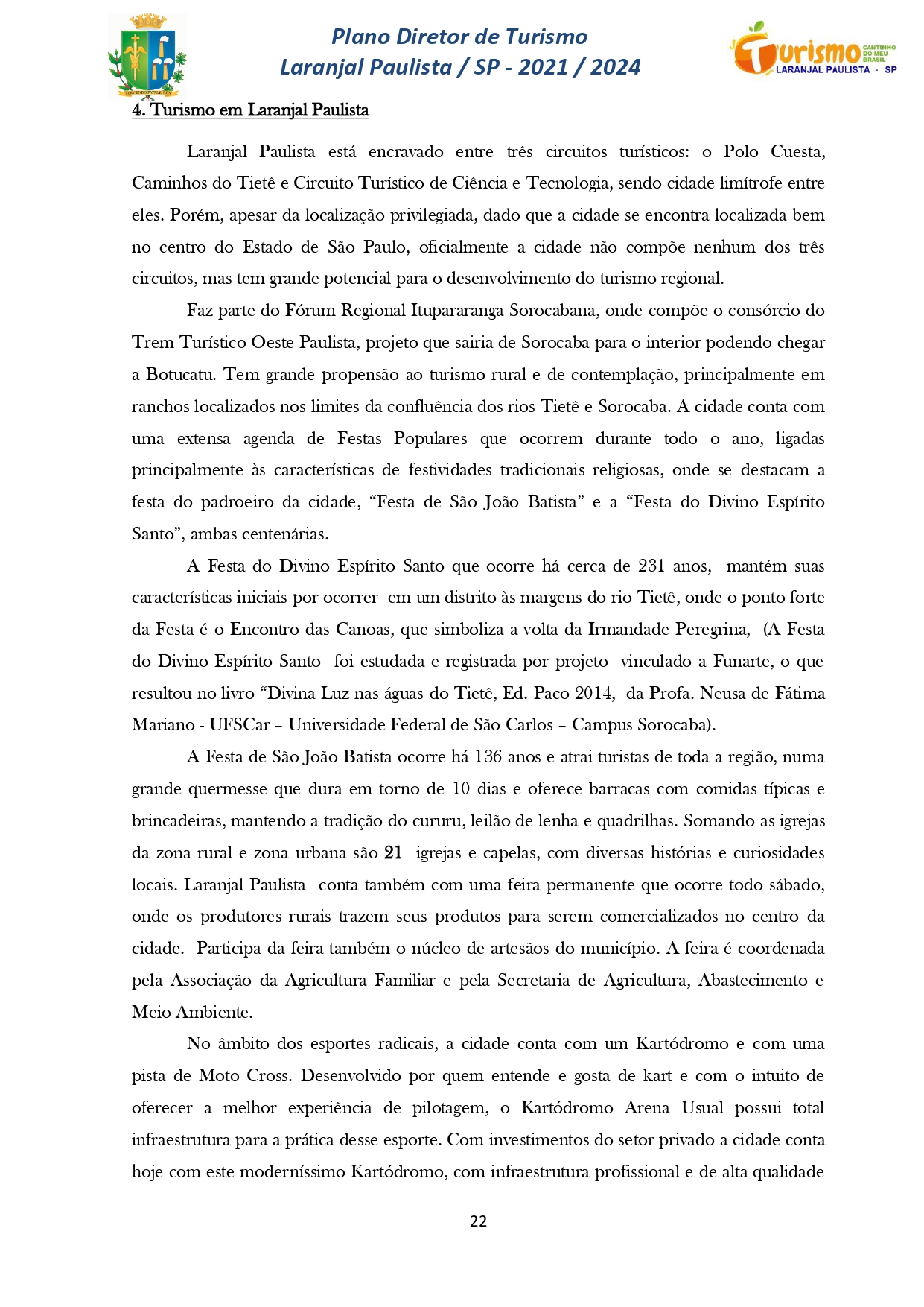 Plano Diretor de Turismo Laranjal Paulista - SP - 2021/2024