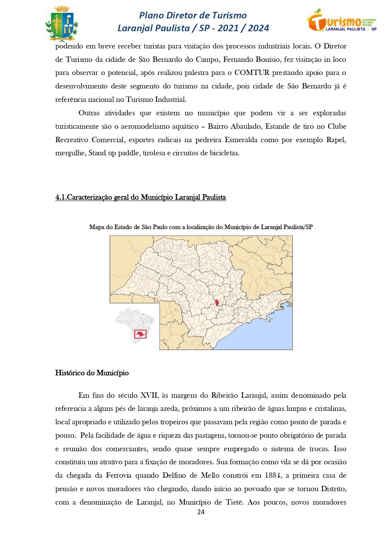 Plano Diretor de Turismo Laranjal Paulista - SP - 2021/2024