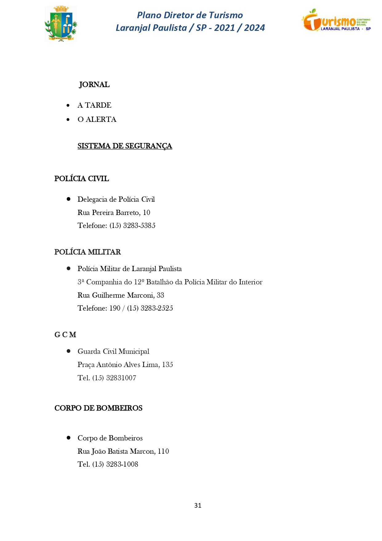 Plano Diretor de Turismo Laranjal Paulista - SP - 2021/2024