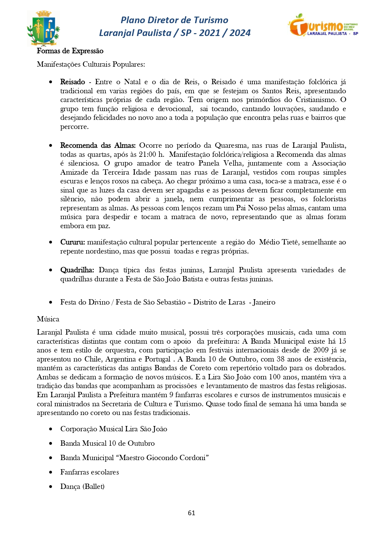 Plano Diretor de Turismo Laranjal Paulista - SP - 2021/2024