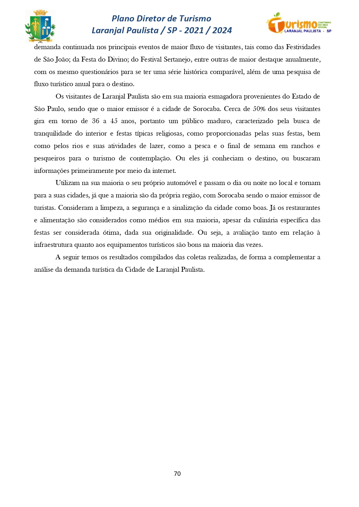 Plano Diretor de Turismo Laranjal Paulista - SP - 2021/2024