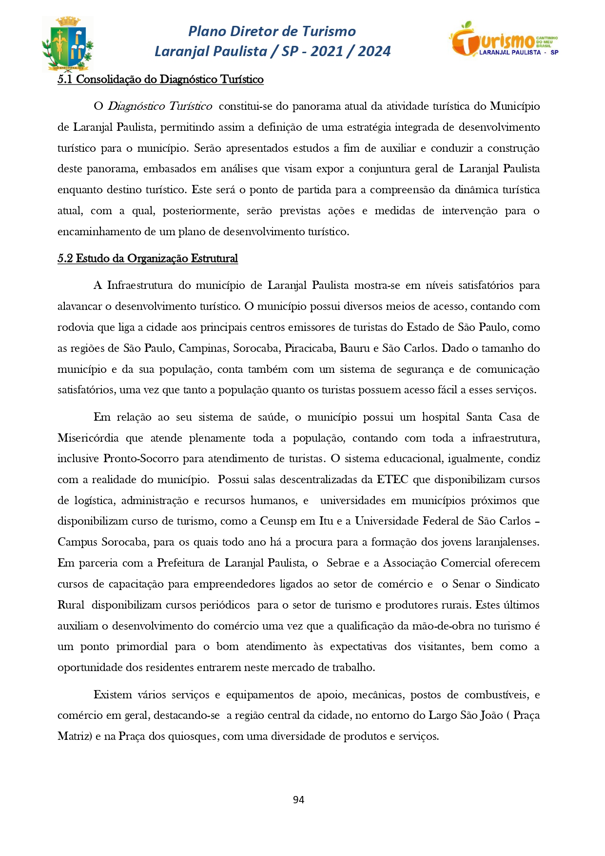 Plano Diretor de Turismo Laranjal Paulista - SP - 2021/2024