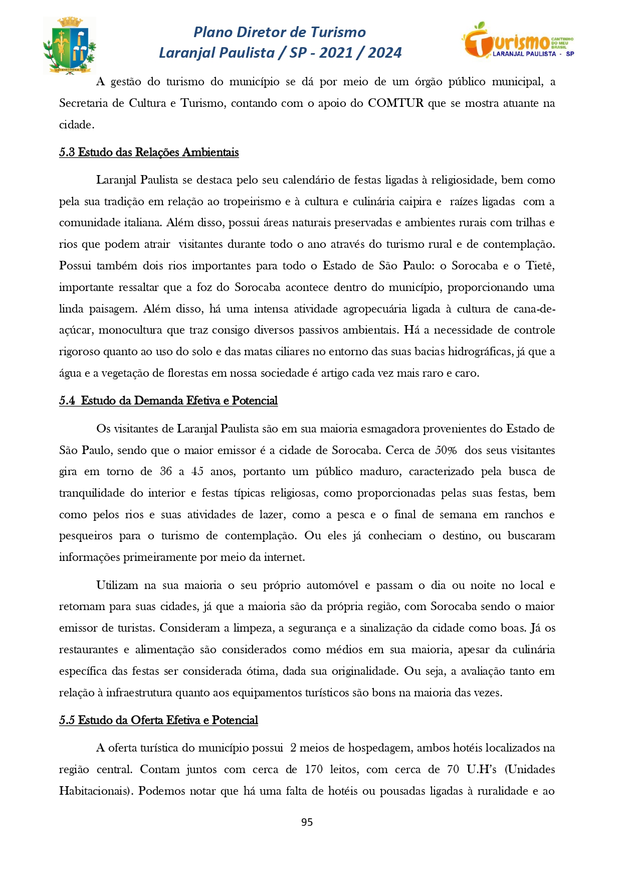 Plano Diretor de Turismo Laranjal Paulista - SP - 2021/2024