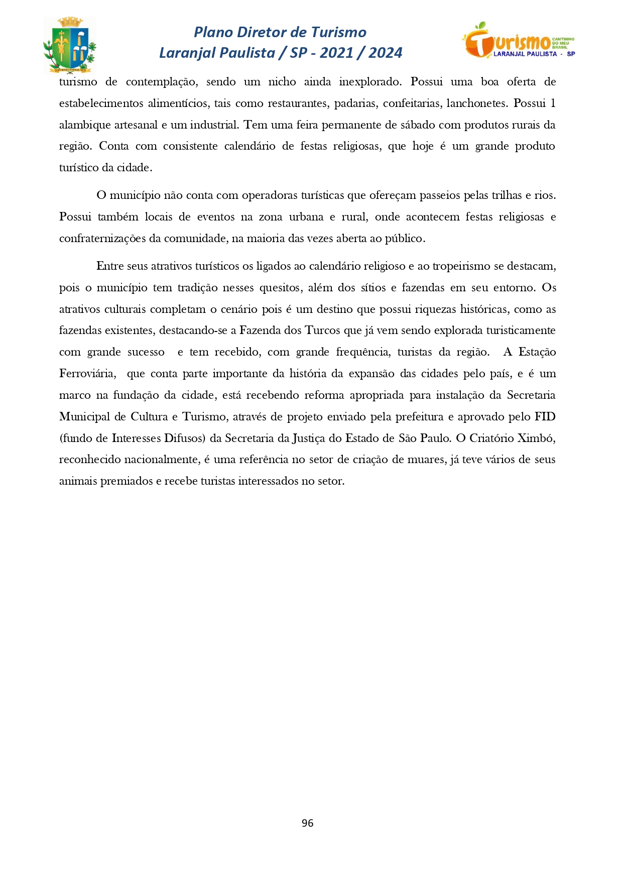 Plano Diretor de Turismo Laranjal Paulista - SP - 2021/2024