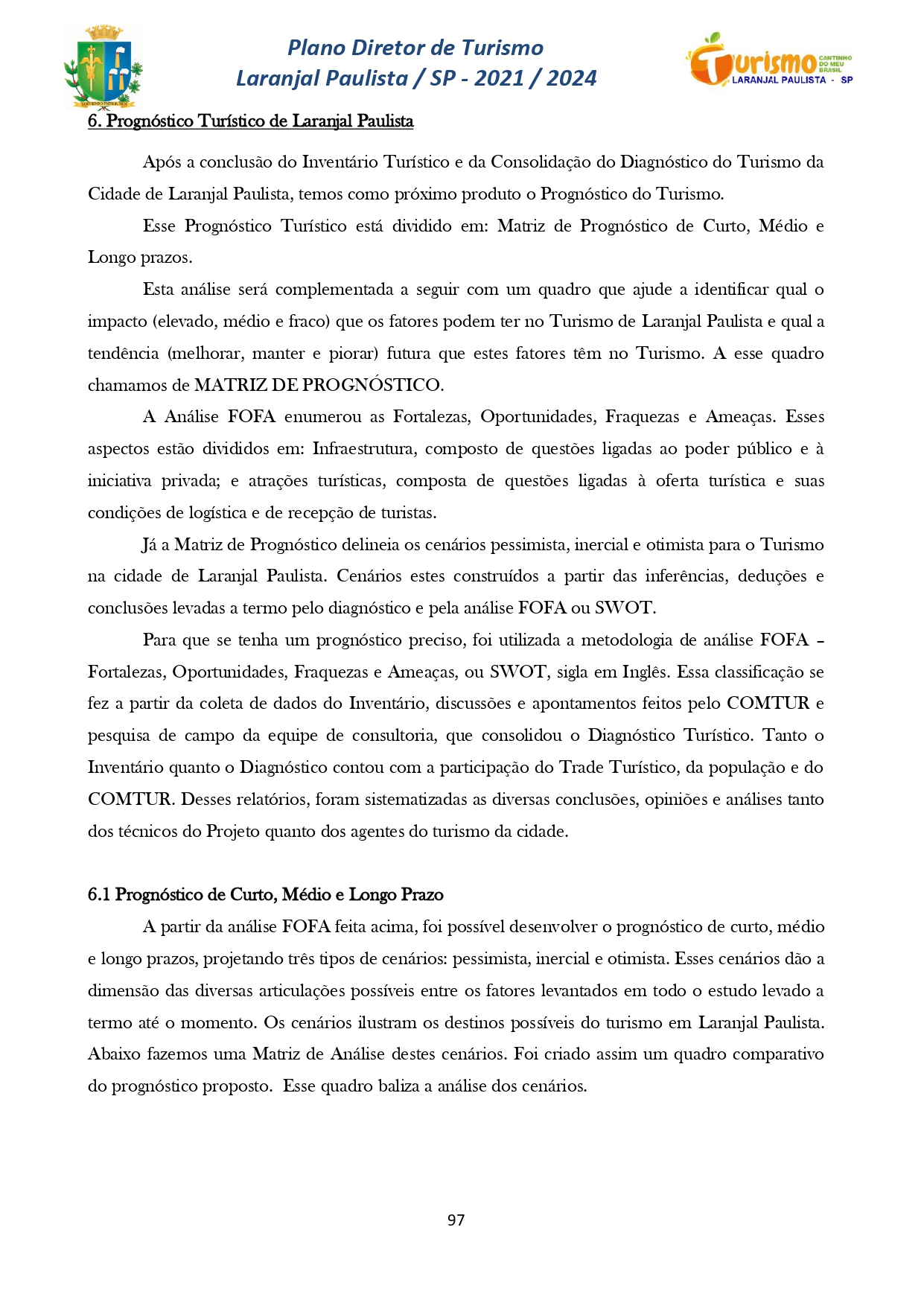 Plano Diretor de Turismo Laranjal Paulista - SP - 2021/2024