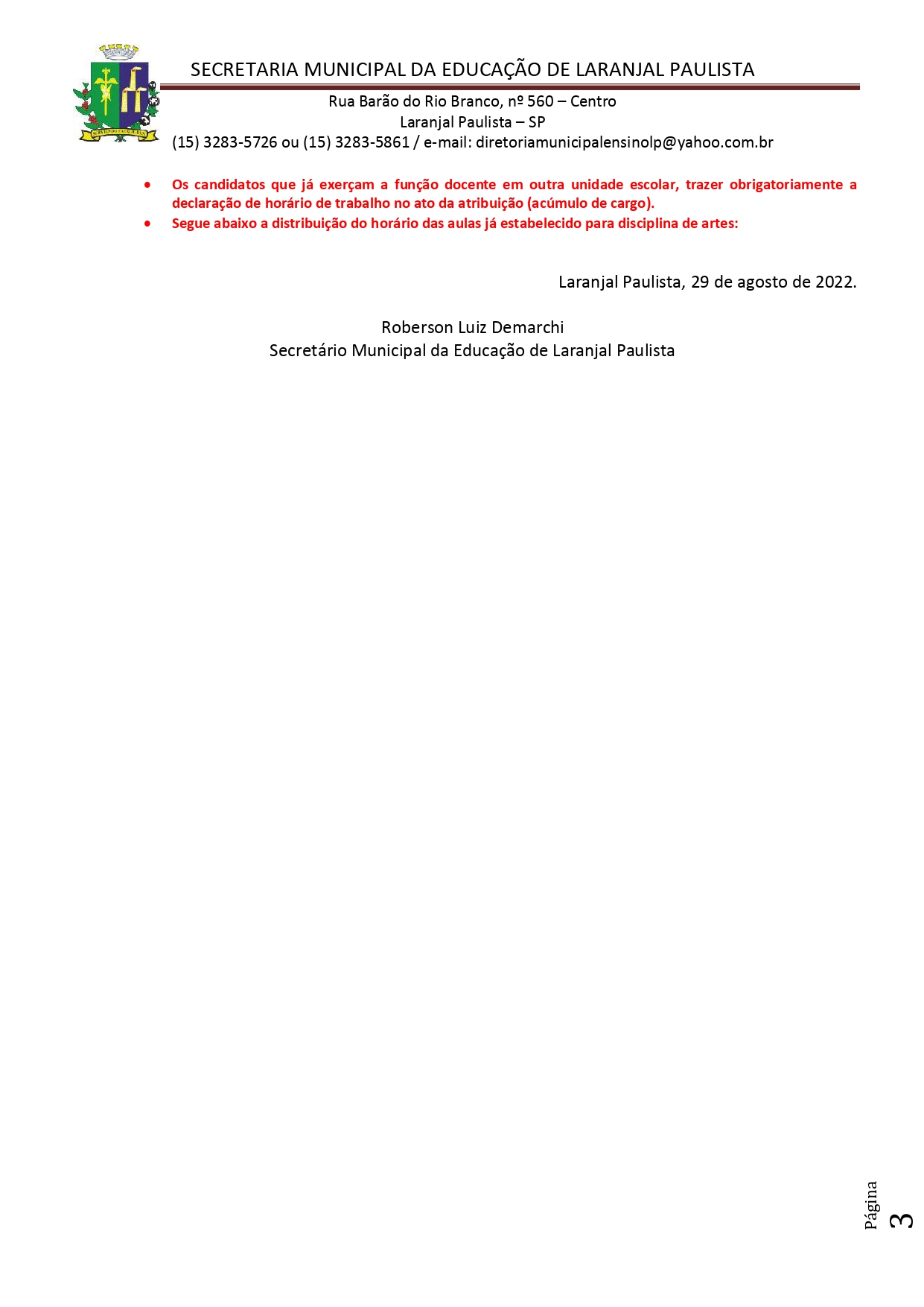 Atribuição de classes/aulas fase II - nº 022/2022