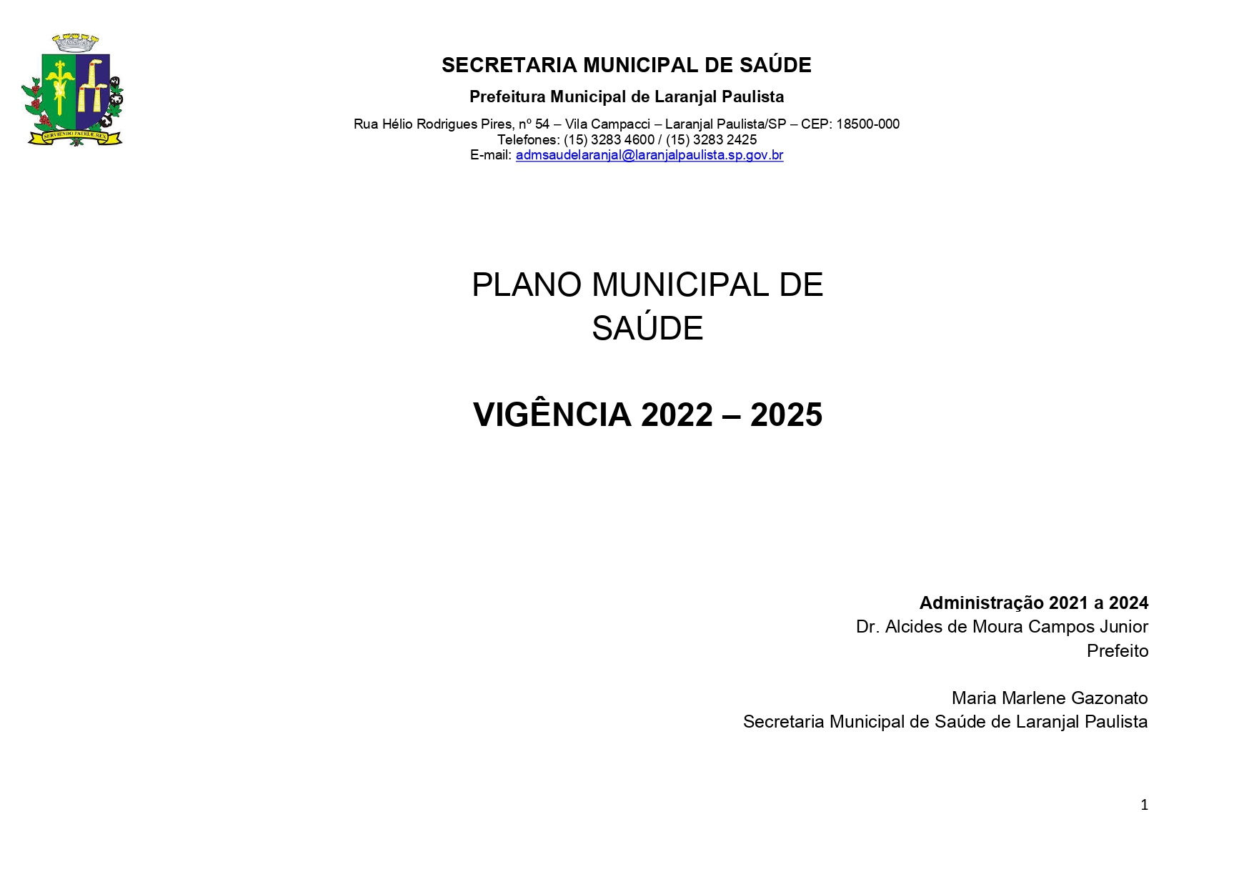 Plano Municipal de Saúde 2022 a 2025