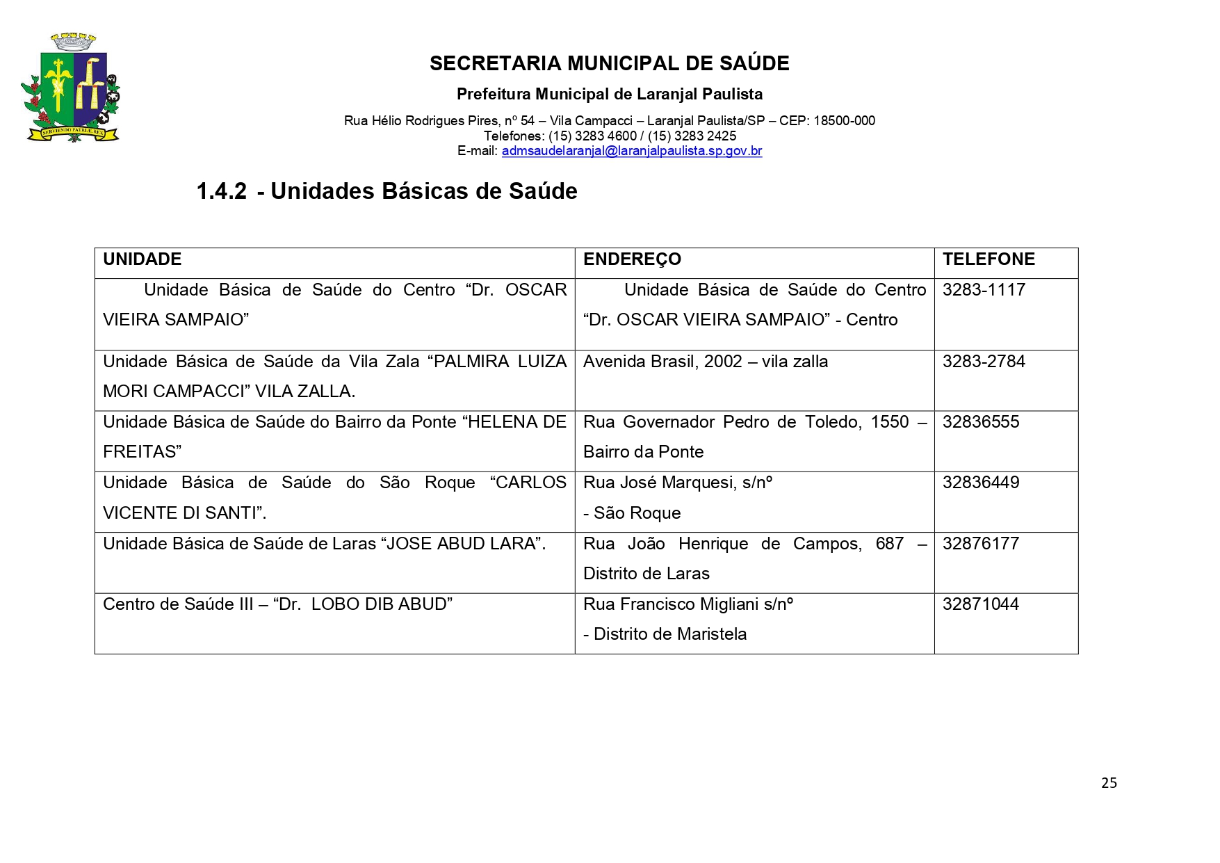 Plano Municipal de Saúde 2022 a 2025