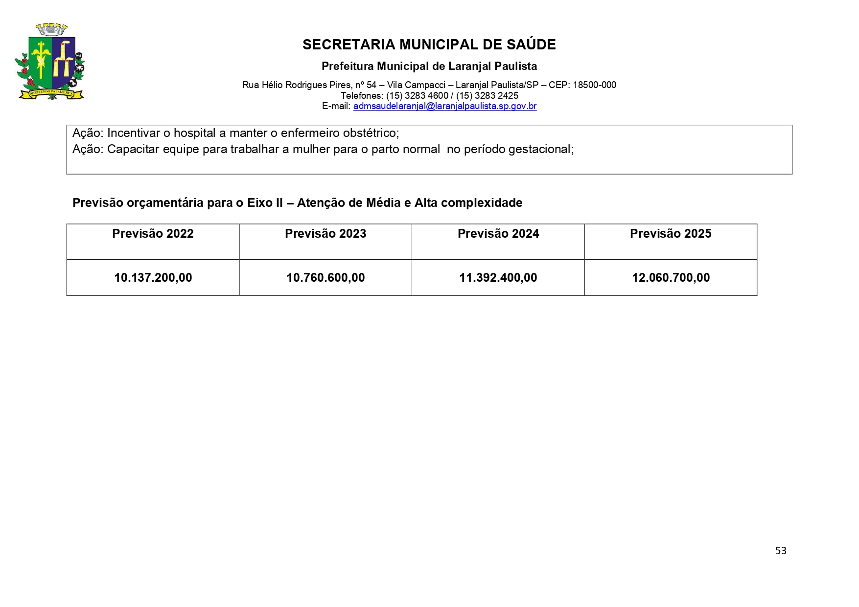 Plano Municipal de Saúde 2022 a 2025