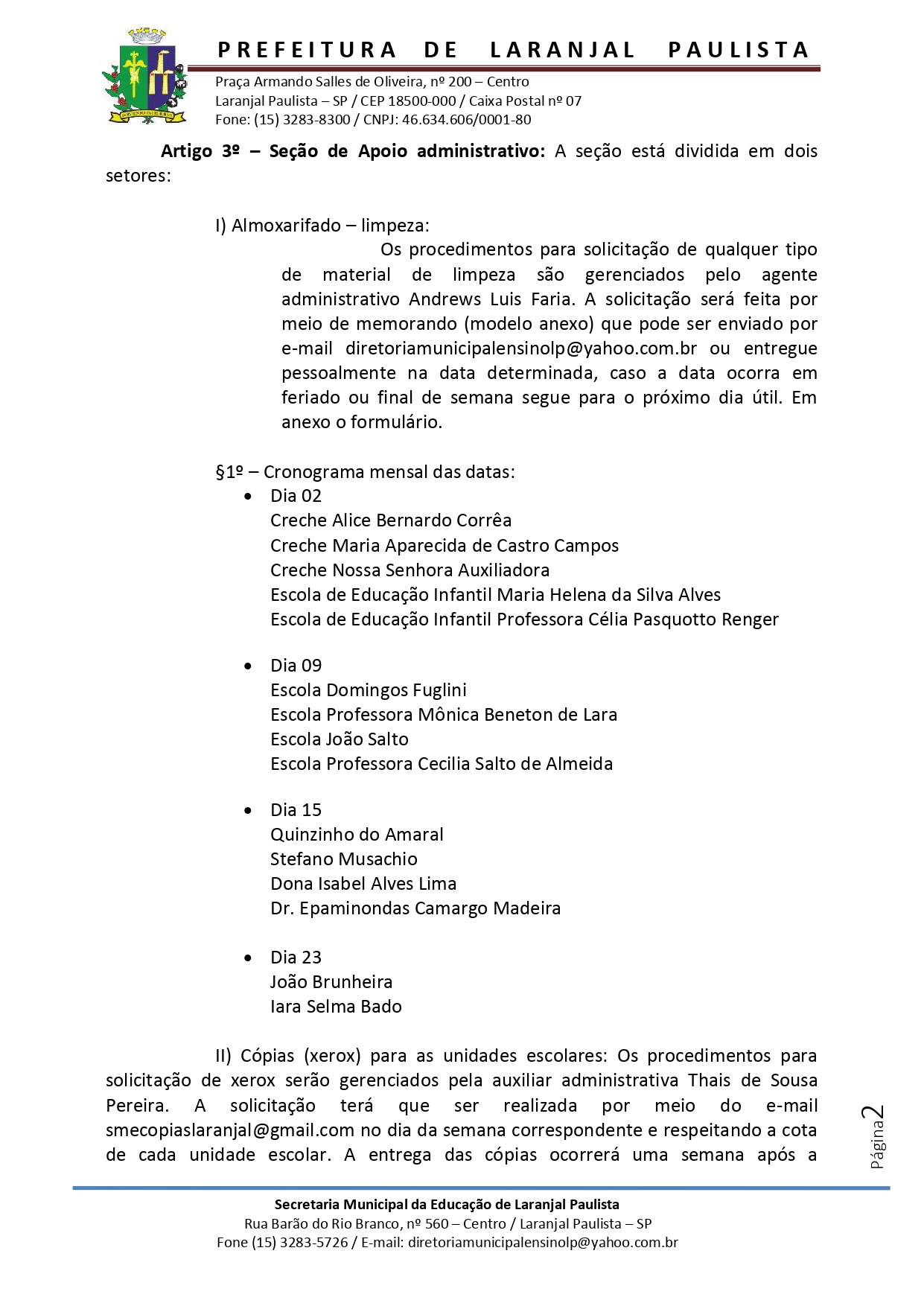 Instrução normativa SME nº 002/2023