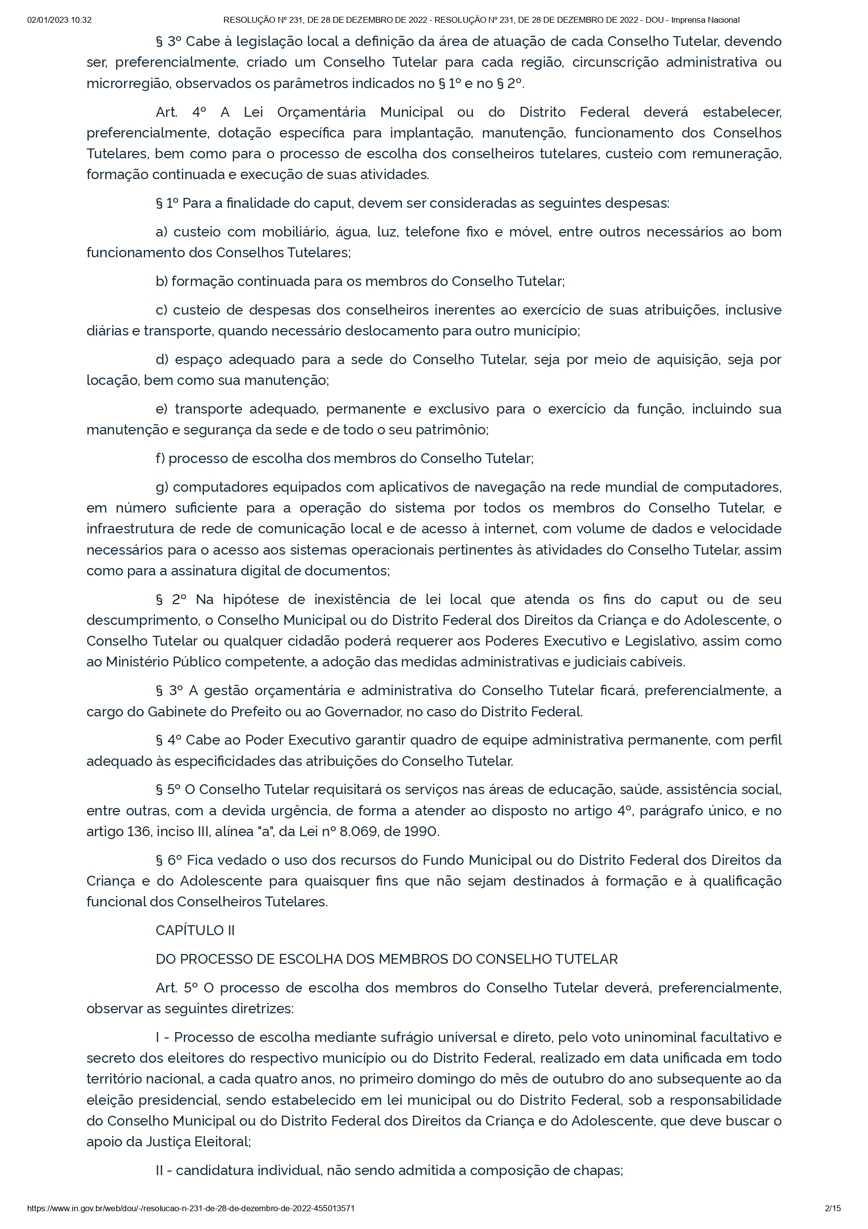 Resolução Conanda nº 231/2022 Resolução Conanda nº 231/2022