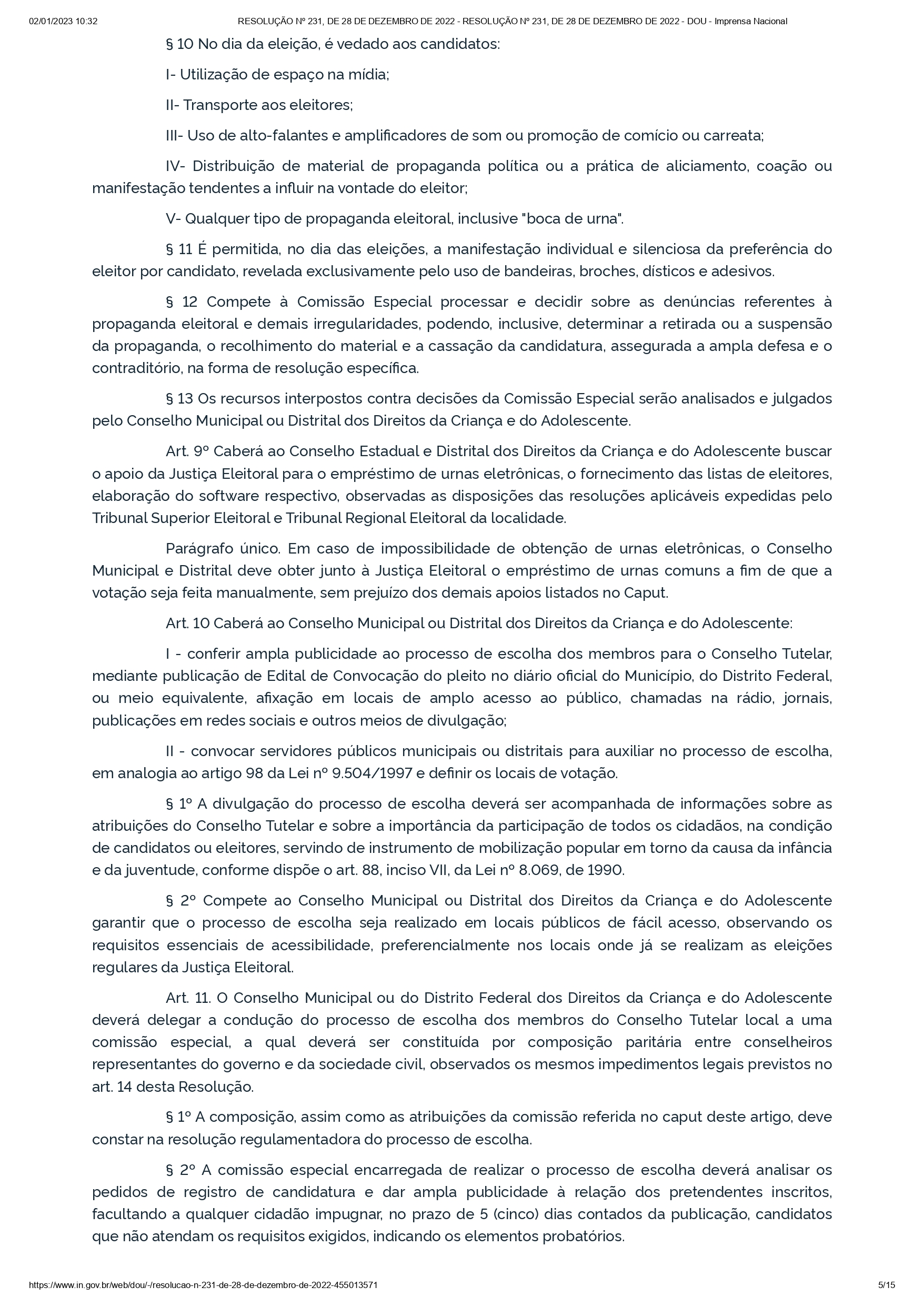 Resolução Conanda nº 231/2022 Resolução Conanda nº 231/2022