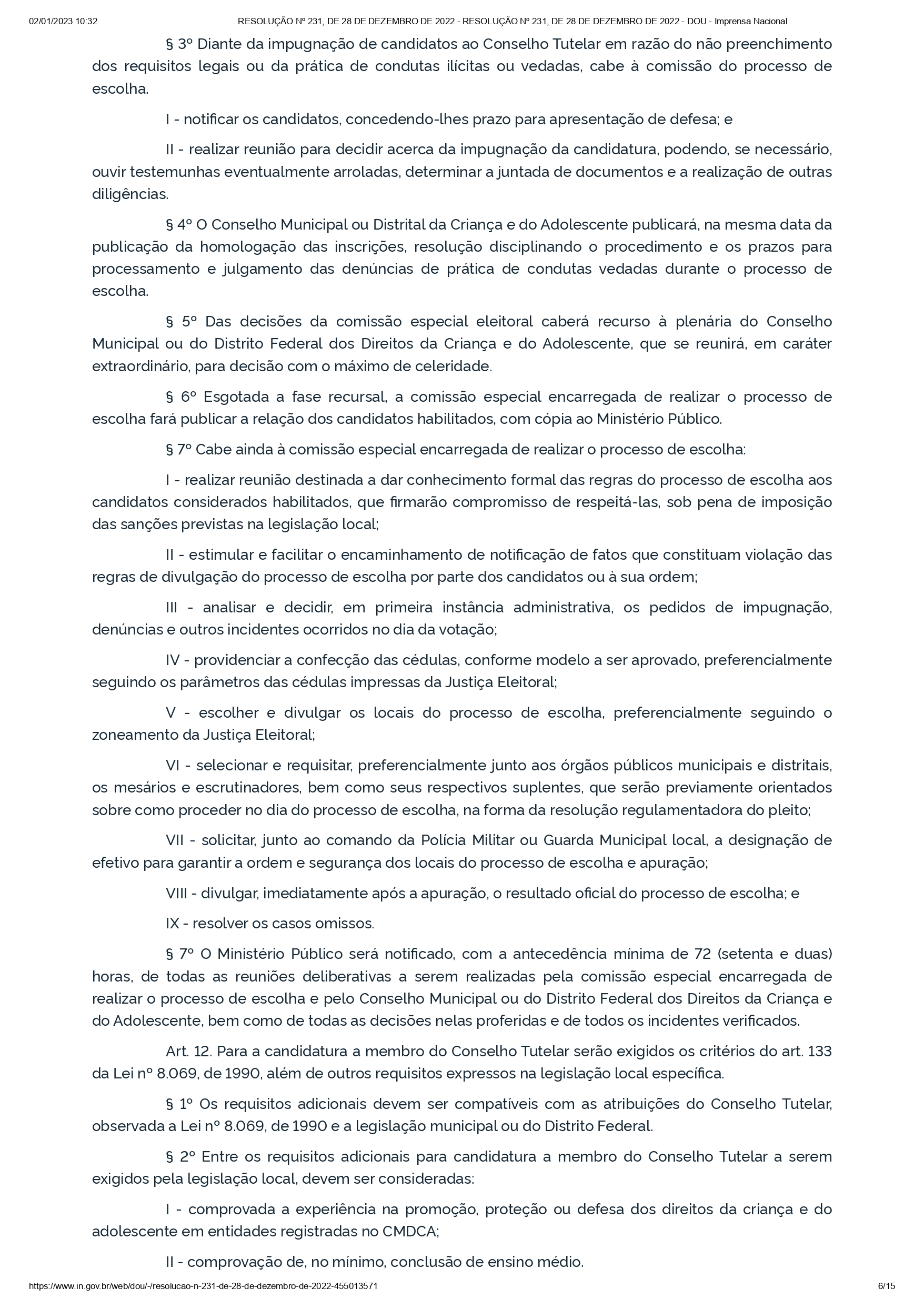 Resolução Conanda nº 231/2022 Resolução Conanda nº 231/2022