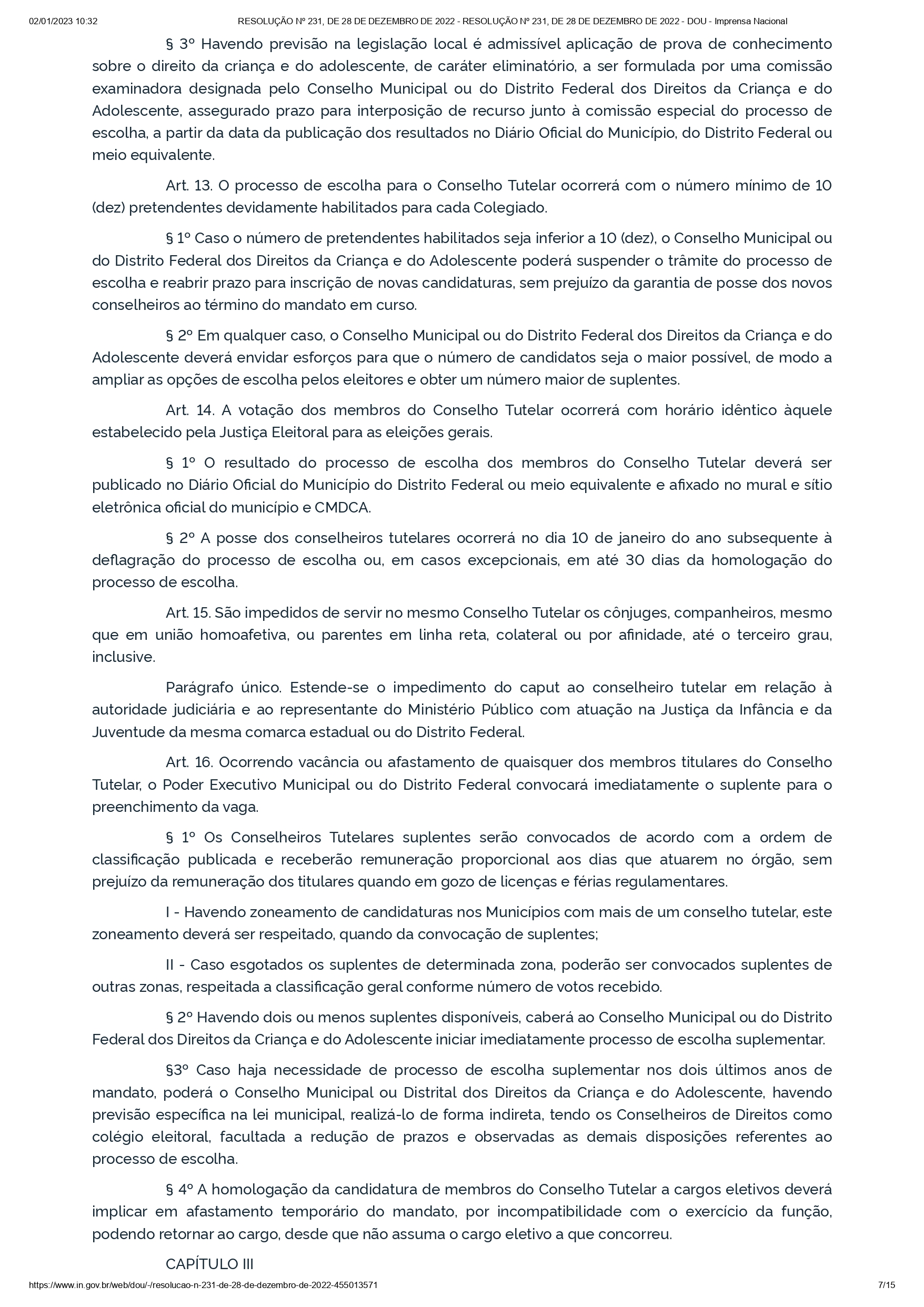 Resolução Conanda nº 231/2022 Resolução Conanda nº 231/2022