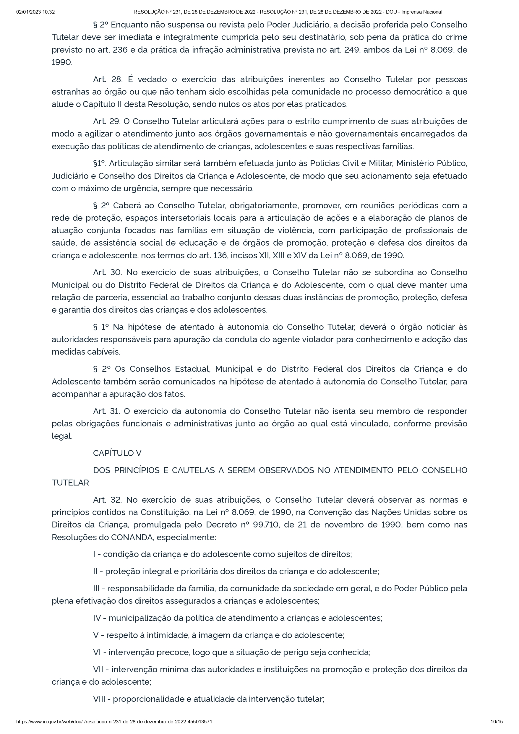 Resolução Conanda nº 231/2022 Resolução Conanda nº 231/2022