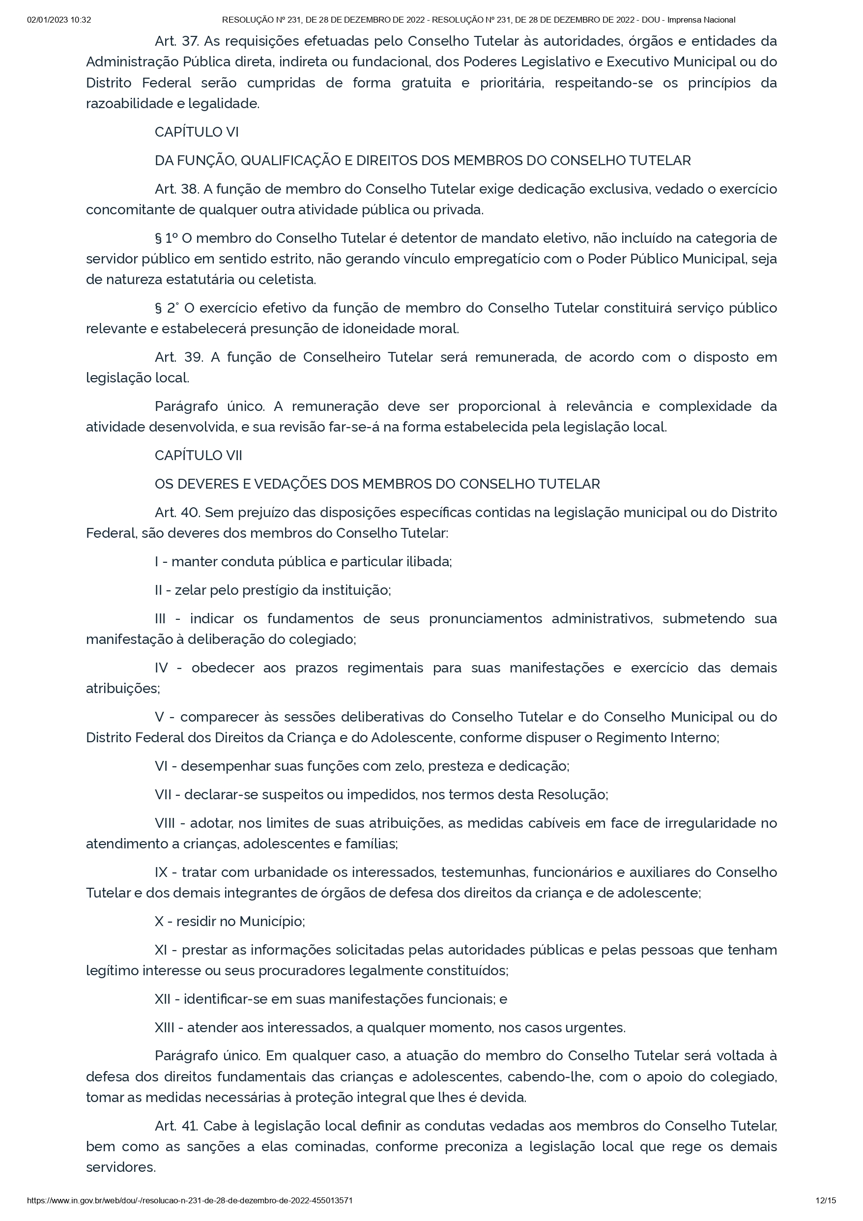 Resolução Conanda nº 231/2022 Resolução Conanda nº 231/2022