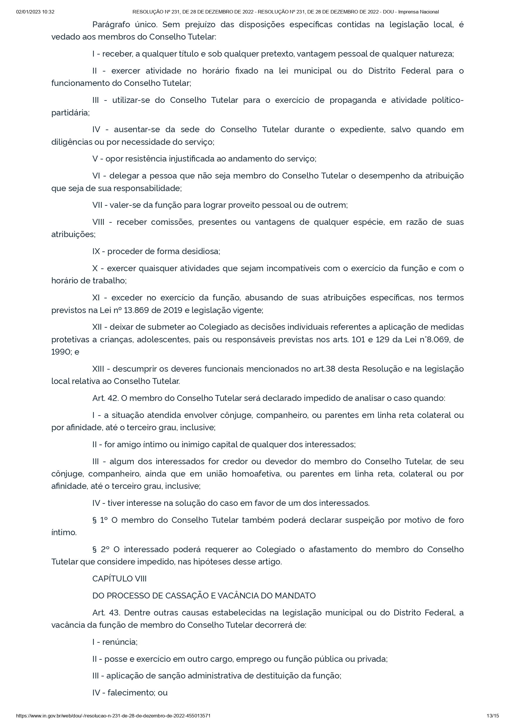 Resolução Conanda nº 231/2022 Resolução Conanda nº 231/2022
